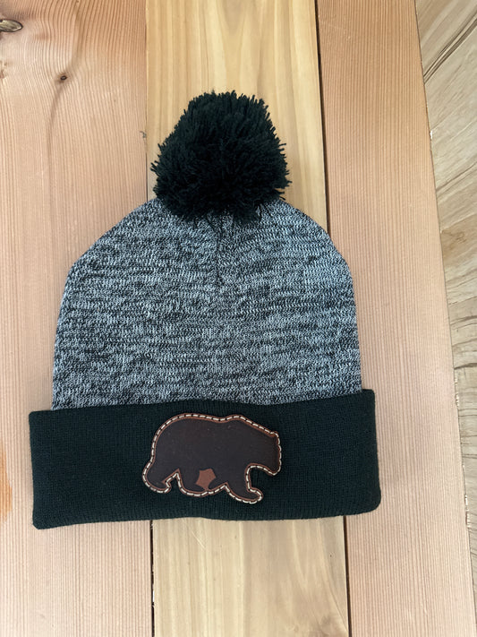 Holiday Bear Leather Patch Beanie
