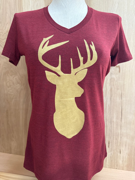 Shimmer Buck V-Neck Tee