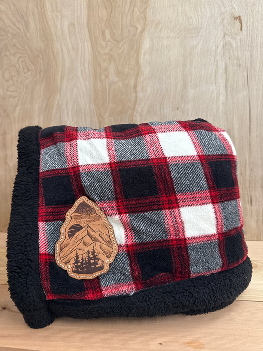 Holiday Mountain Arrowhead Leather Patch Throw Blanket