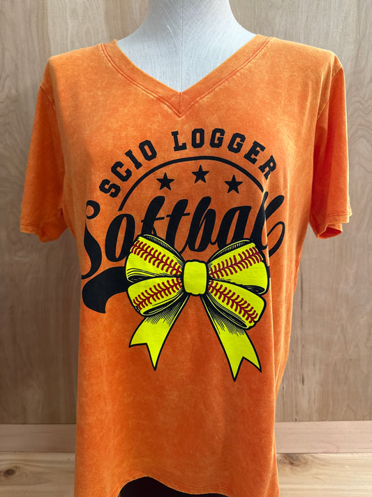 Scio Softball Bow V-Neck Tee