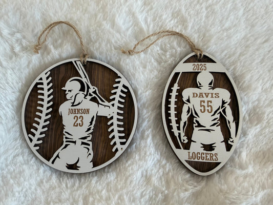Laser Engraved Personalized Sports Ornaments