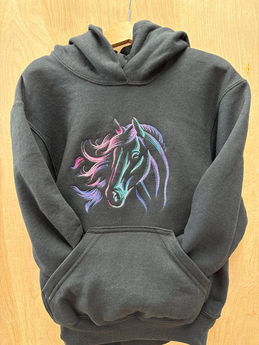 Embroidered Horse Youth Hoodie