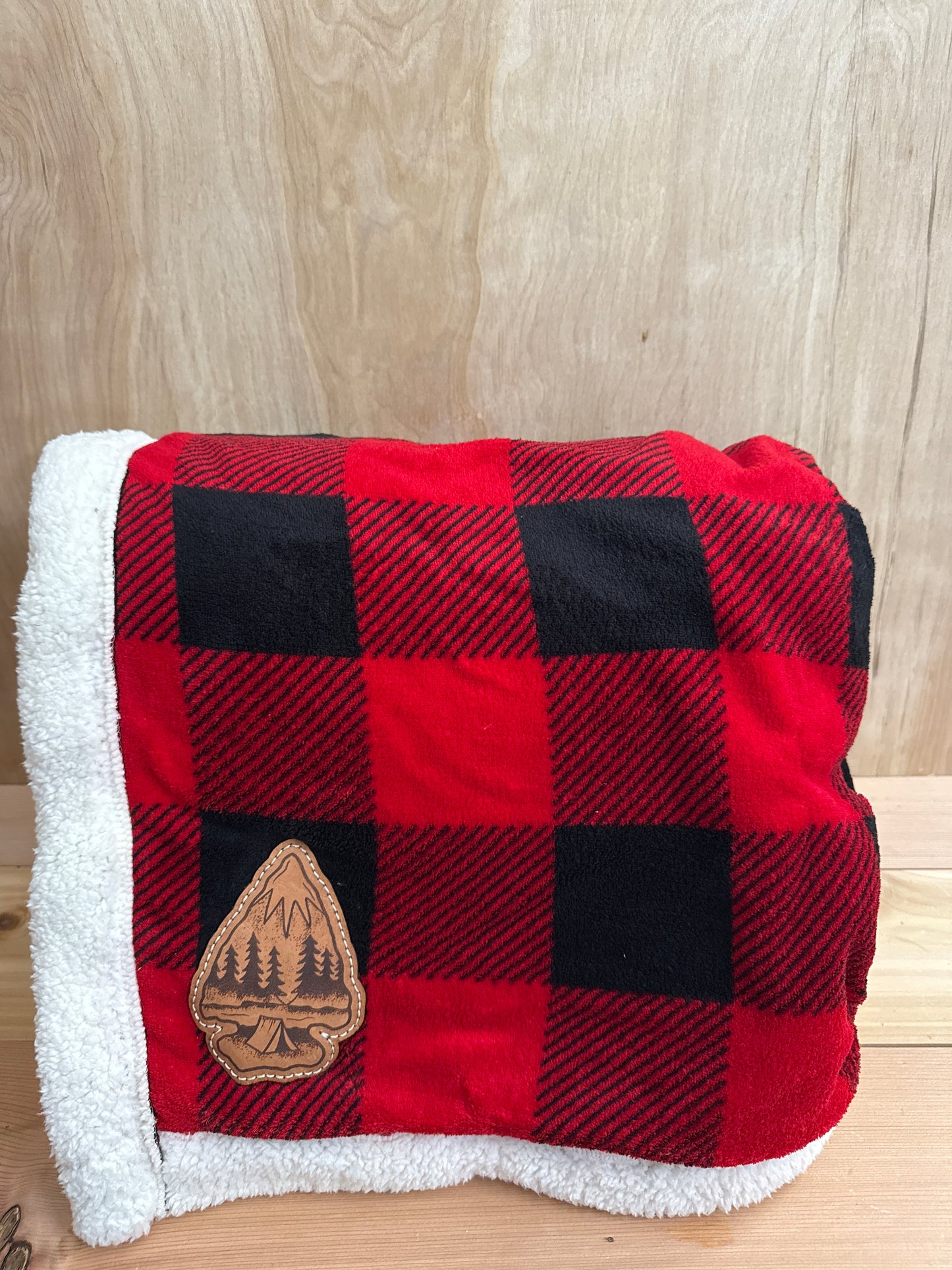Holiday Camping Arrowhead Leather Patch Throw Blanket