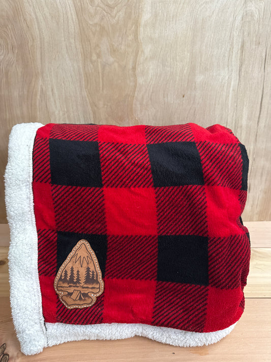 Holiday Camping Arrowhead Leather Patch Throw Blanket