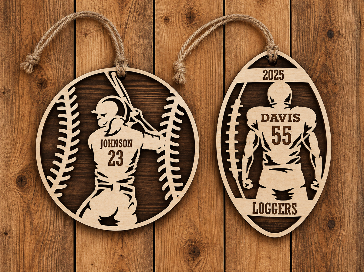 Laser Engraved Personalized Sports Ornaments