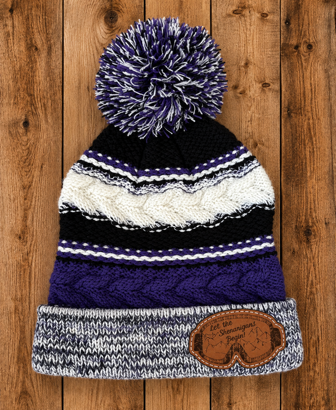Holiday Hit The Slopes Leather Patch Beanie