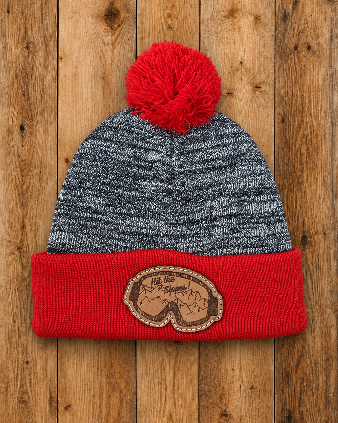 Holiday Hit The Slopes Leather Patch Beanie