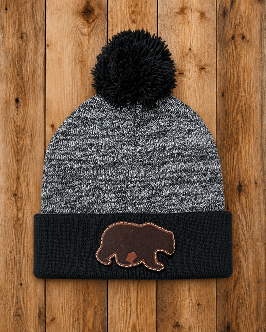Holiday Bear Leather Patch Beanie