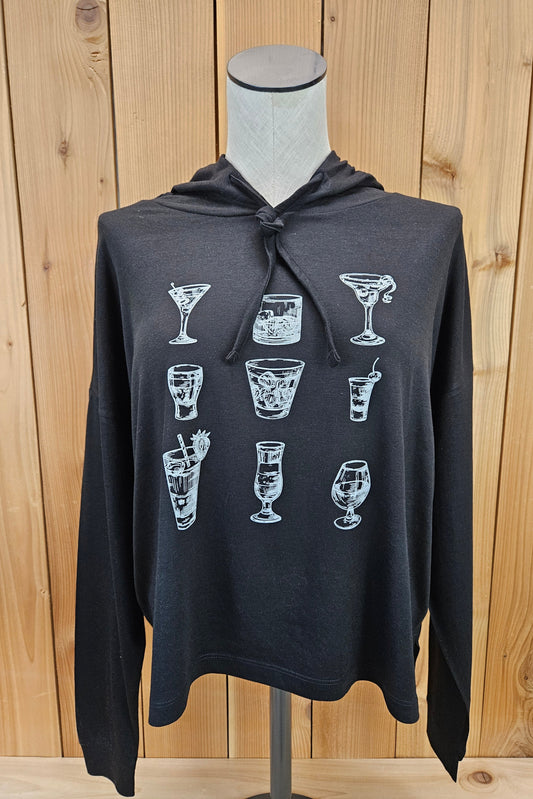 Cocktails Hooded LS Crop Tee