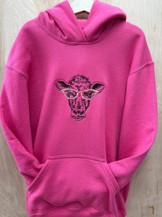 Cow With Glasses Youth Hoodie