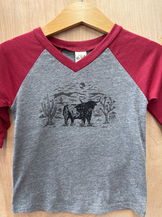 Highland Cow Infant 3/4 Sleeve Tee