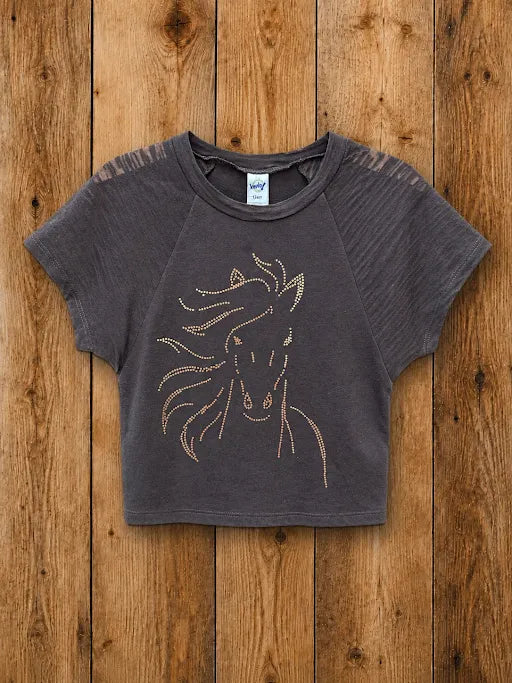 Horse Spangle Burnout Toddler Tee