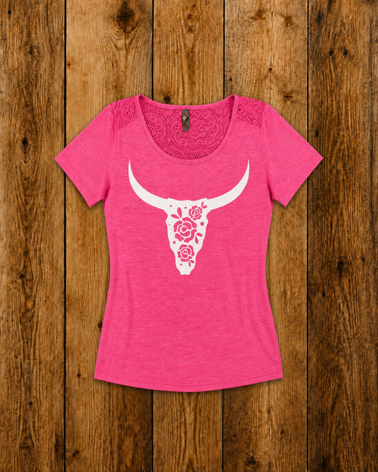 Lace Back Floral Skull