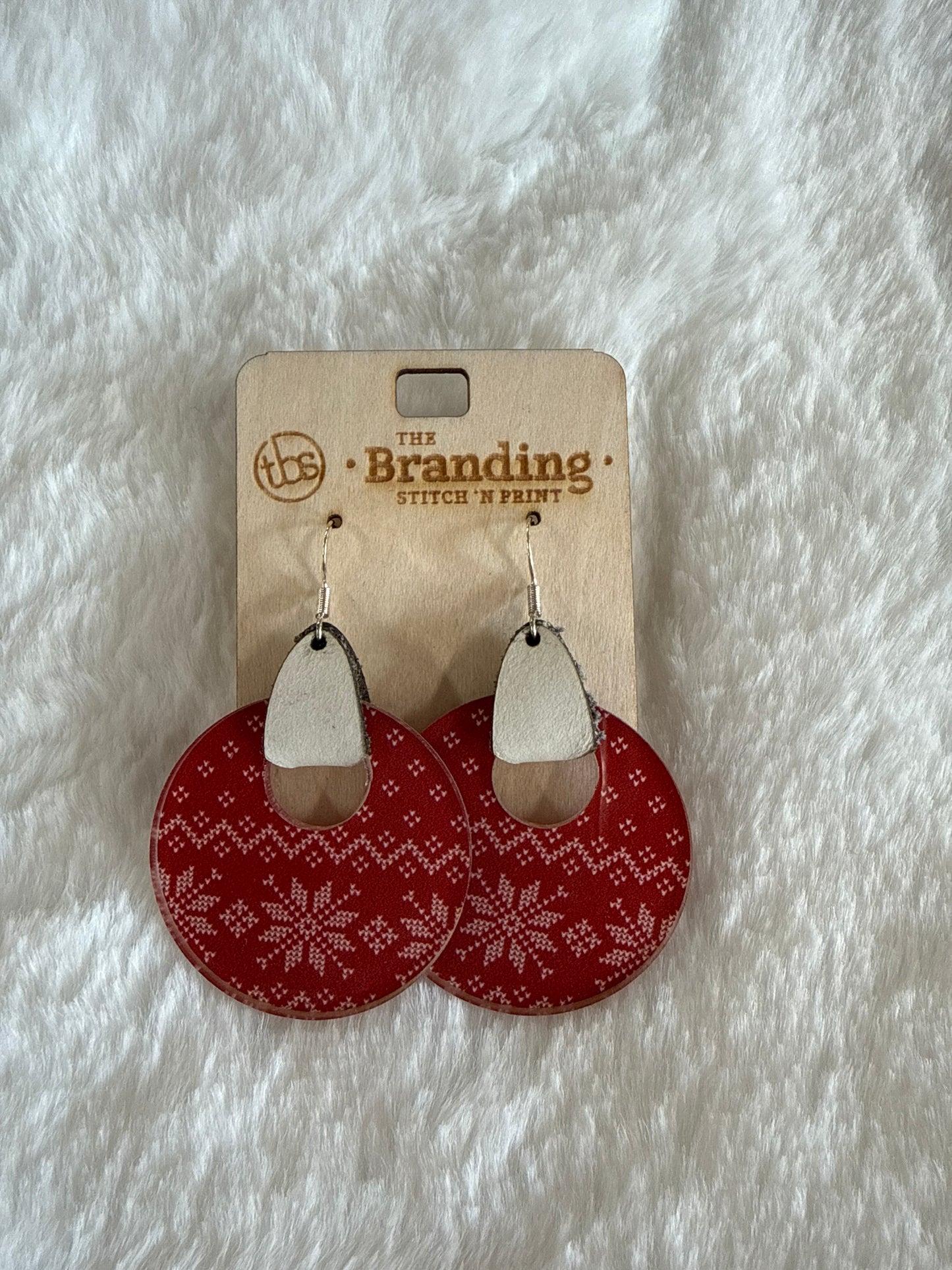Sweater Print Acrylic and Leather Earrings
