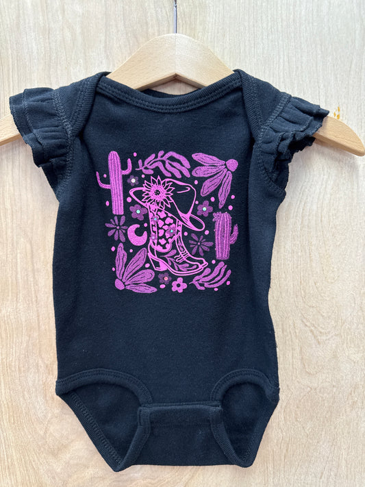Cowgirl Boots Square Onesie