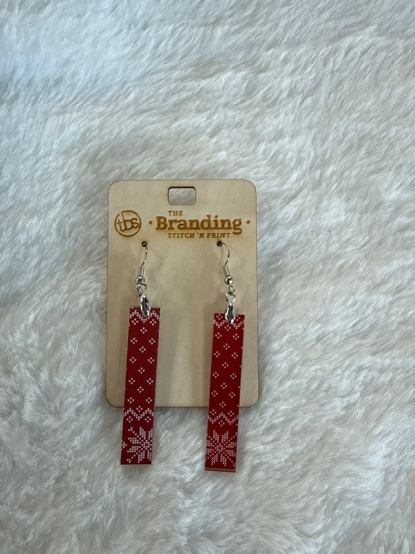 Sweater Print Acrylic Elongated Earrings