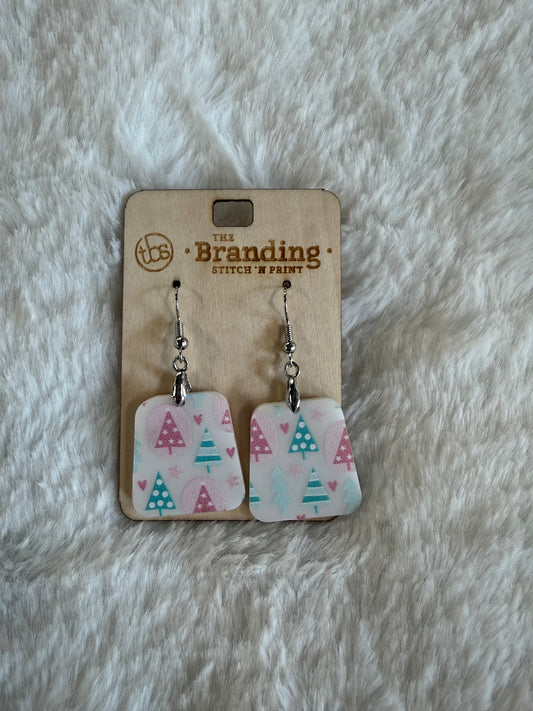 Pink Snowflake Acrylic Earring