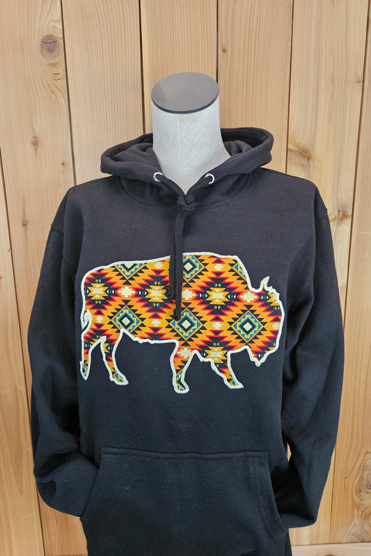 Tribal Buffalo Applique Hoodie