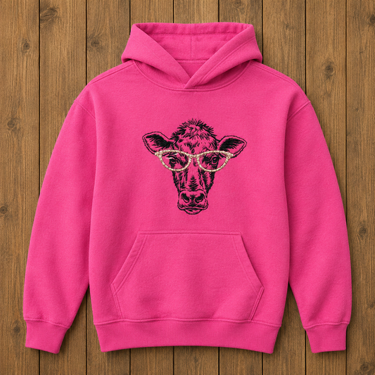 Cow With Glasses Youth Hoodie
