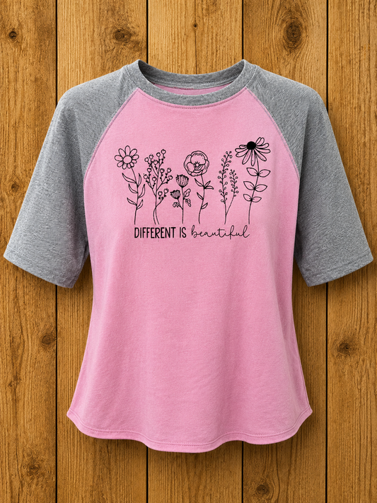 Different Is Beautiful 3/4 Sleeve T-shirt