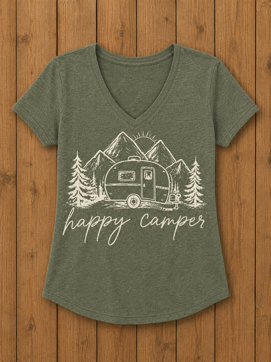 Happy Camper V-Neck Tee