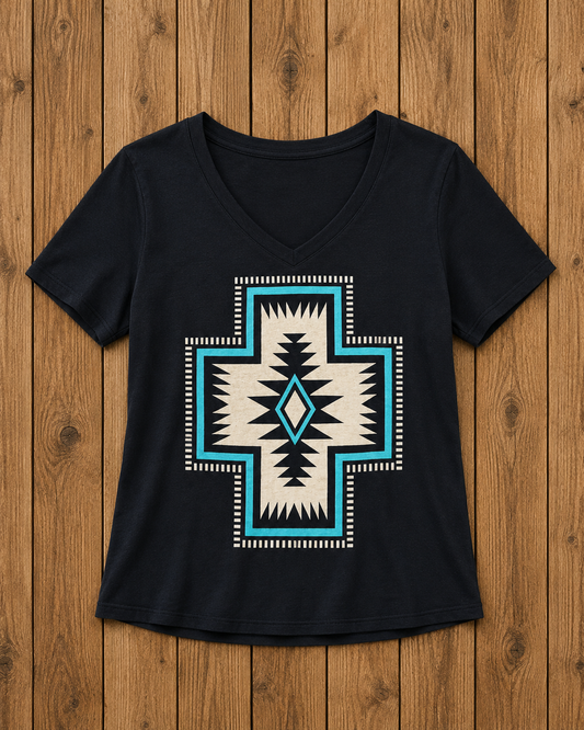 Aztec Tribal V-Neck Tee