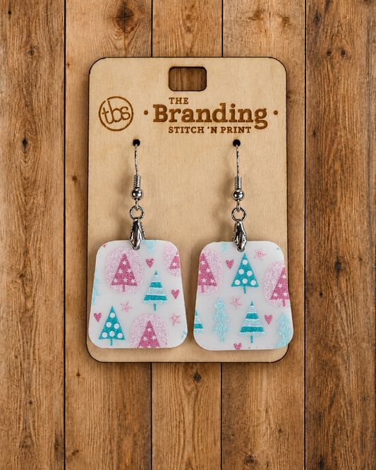Pink Snowflake Acrylic Earring