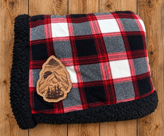 Holiday Mountain Arrowhead Leather Patch Throw Blanket