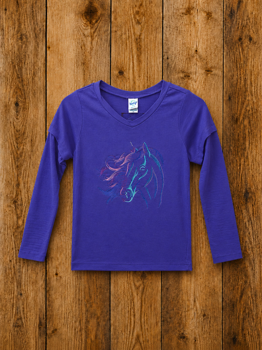 Embroidered Horse LS Toddler Tee