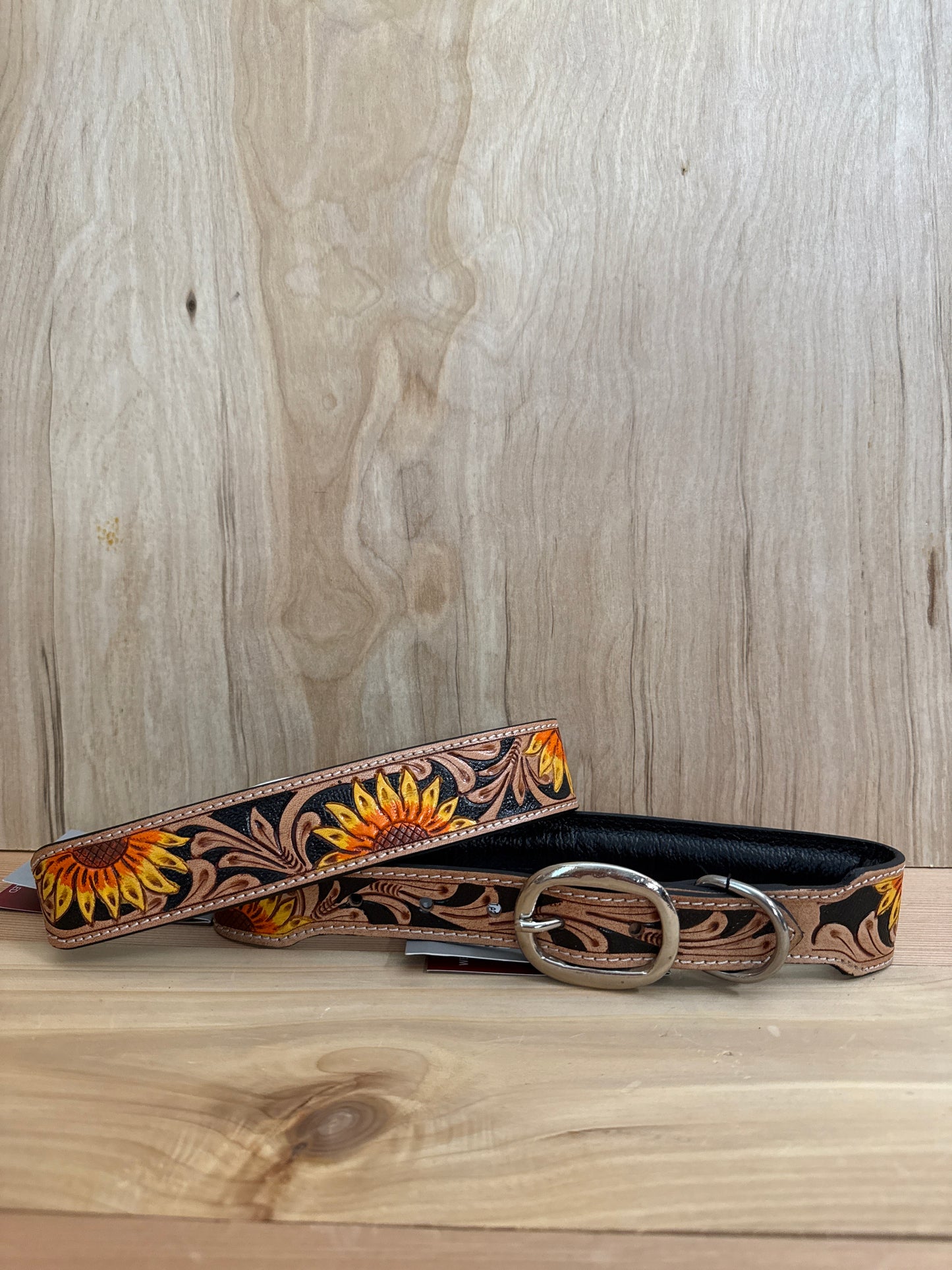 Sunflower Leather Dog Collar